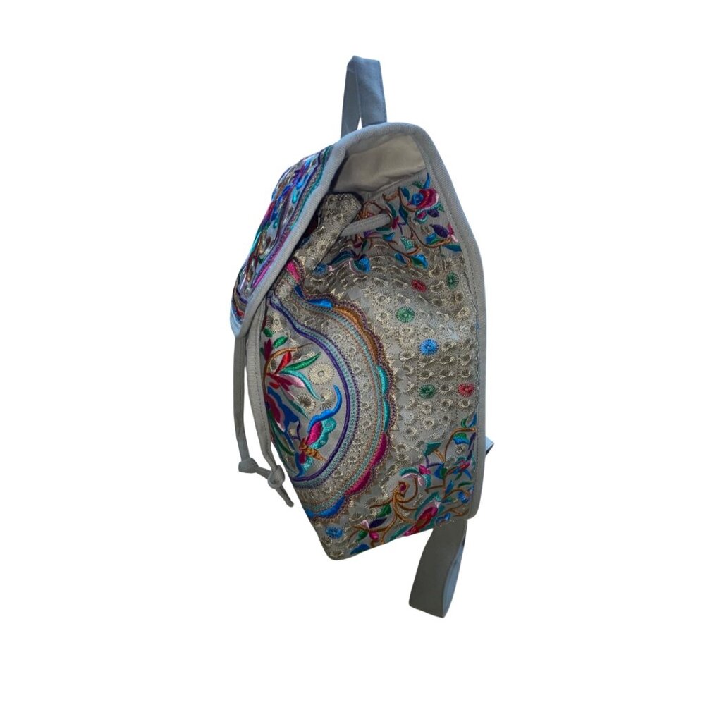 Embroidered Gary Canvas Adjustable Straps & Drawstring Closure Backpack - Picture 4 of 12